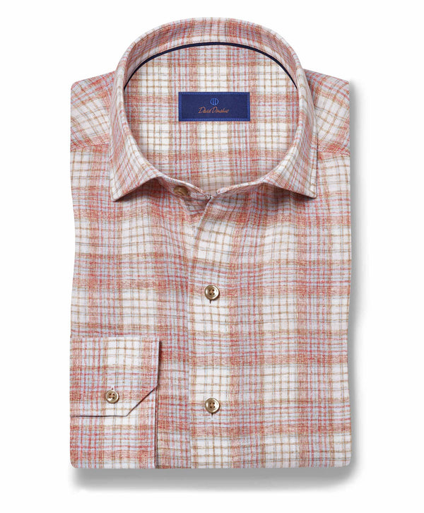 CMSW12828699 | Red & Multi Linen Check Sport Shirt