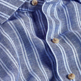 CMSW12953450 | Navy Linen Stripe Sport Shirt
