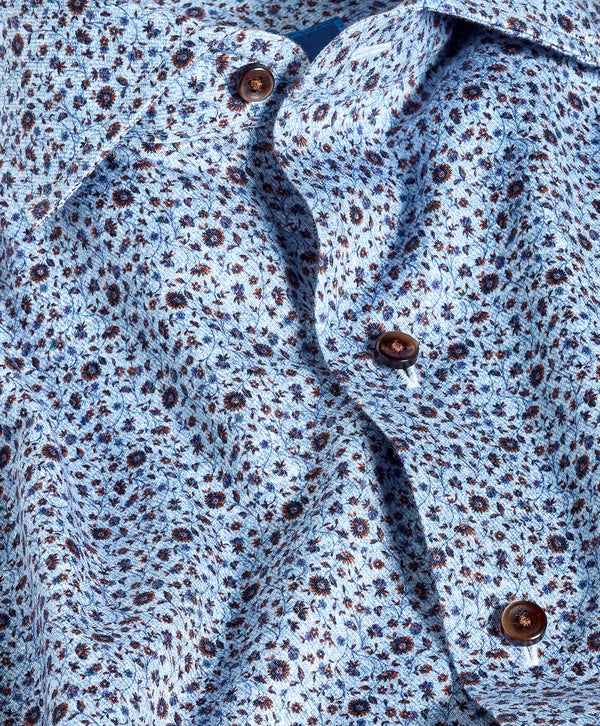 CMSW13400427 | Blue & Chocolate Floral Sport Shirt