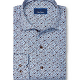 CMSW13400427 | Blue & Chocolate Floral Sport Shirt