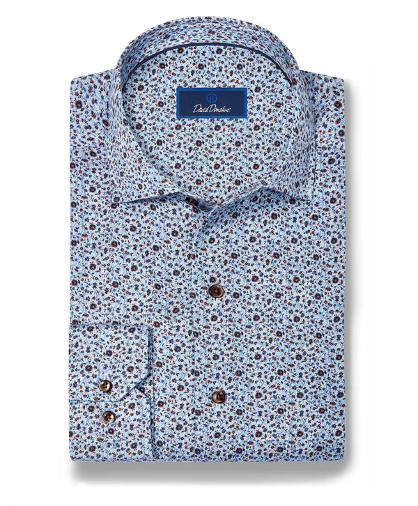 CMSW13400427 | Blue & Chocolate Floral Sport Shirt