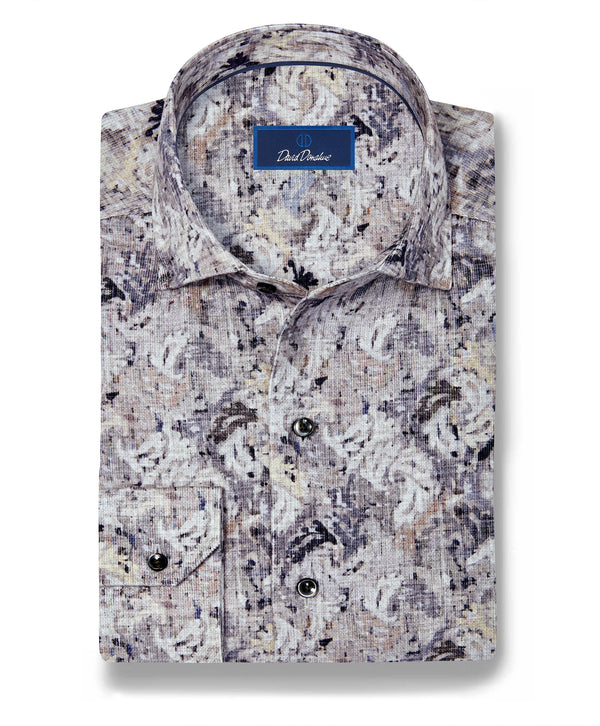 CMSW13402018 | Charcoal & Multi Botanical Corduroy Sport Shirt