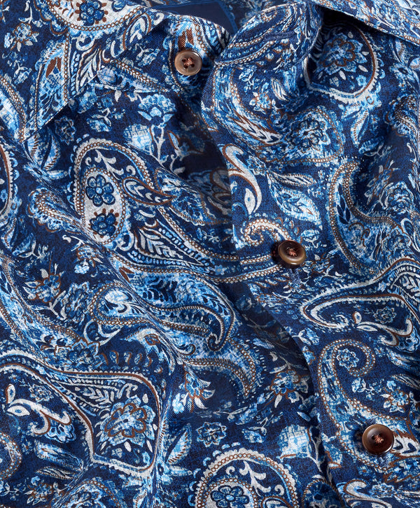 CMSW13500491 | Navy & Chocolate Paisley Sport Shirt