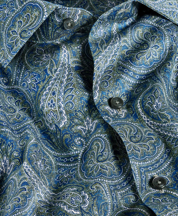 CMSW13501433 | Navy & Green Paisley Sport Shirt