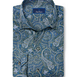 CMSW13501433 | Navy & Green Paisley Sport Shirt