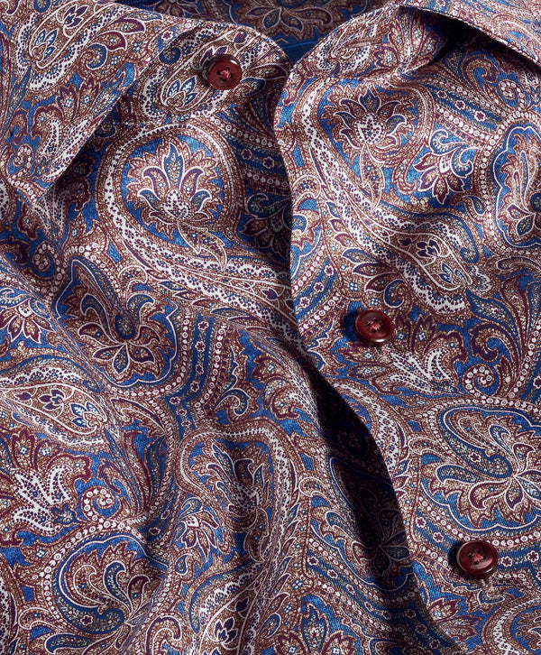 CMSW13501486 | Navy & Merlot Paisley Sport Shirt