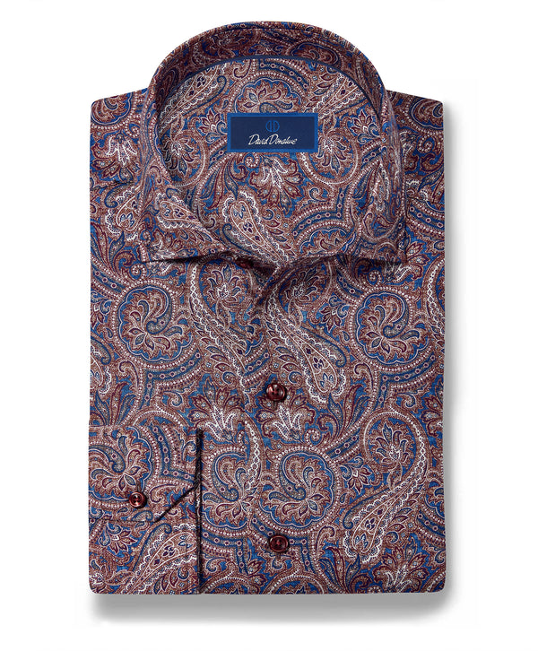 CMSW13501486 | Navy & Merlot Paisley Sport Shirt