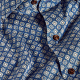 CMSW13603419 | Navy & Brown Geometric Sport Shirt