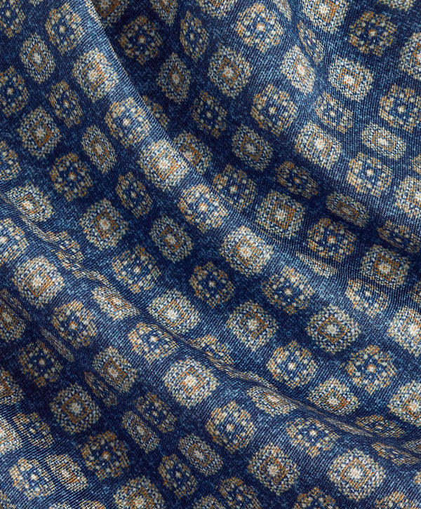 CMSW13603419 | Navy & Brown Geometric Sport Shirt