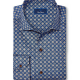 CMSW13603419 | Navy & Brown Geometric Sport Shirt