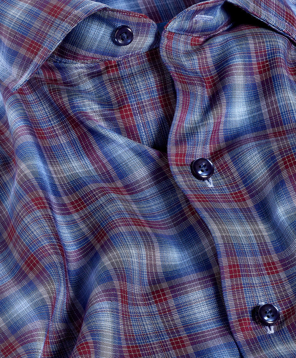 CMSW13825486 | Navy & Merlot Check Sport Shirt