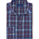 CMSW13825486 | Navy & Merlot Check Sport Shirt