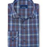 CMSW13825491 | Navy & Chocolate Check Sport Shirt