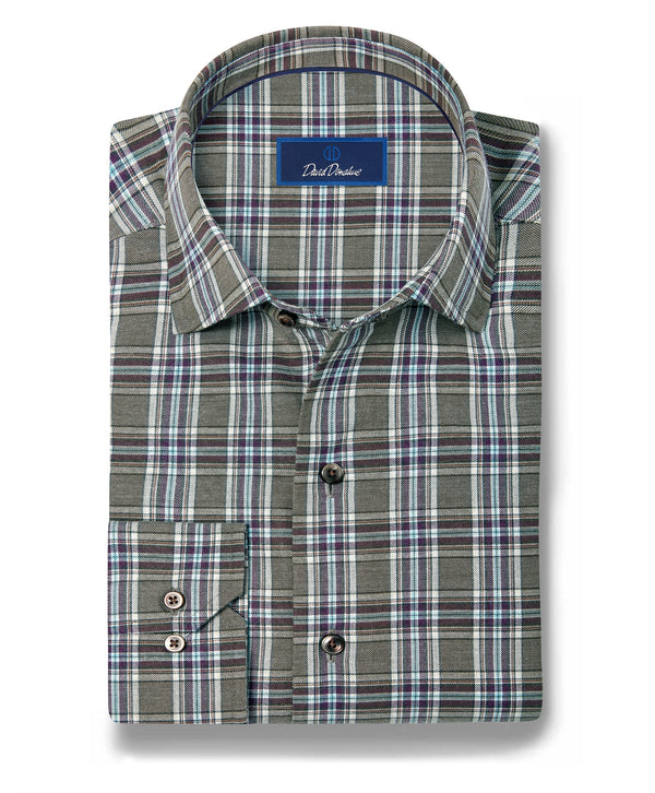CMSW13828316 | Olive & Multi Plaid Sport Shirt