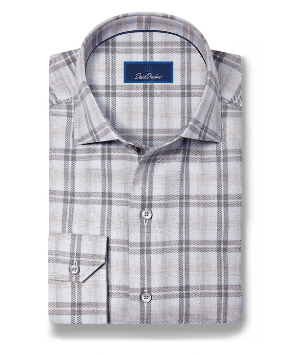 CMSW13832052 | Heather Gray Melange Check Sport Shirt