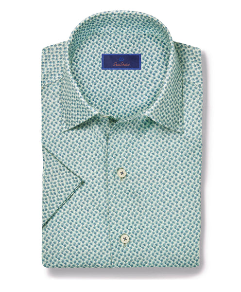 CSSM08404483 | Blue & Grass Floral Twill Print Short Sleeve Shirt