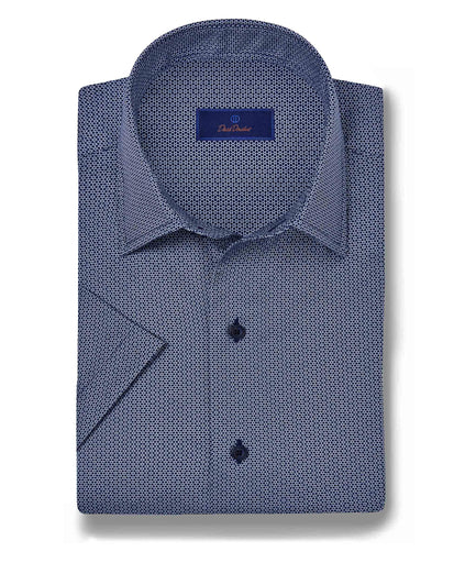 CSSM10019412 | Navy Micro Print Short Sleeve Shirt