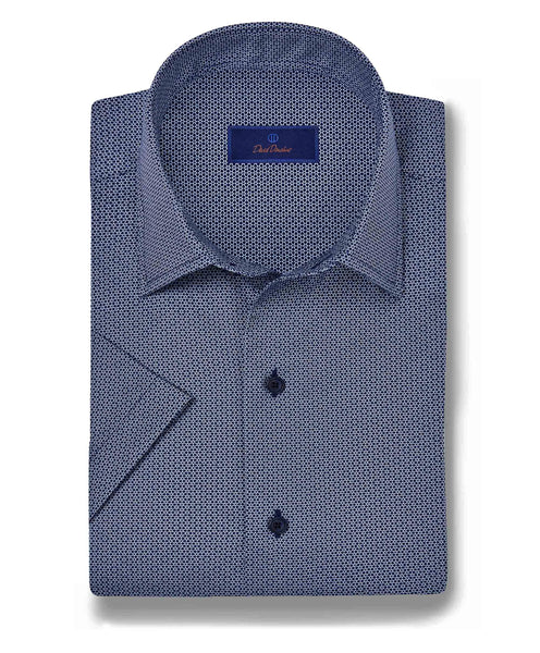 CSSM10019412 | Navy Micro Print Short Sleeve Shirt