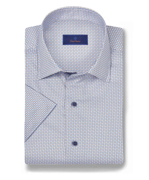 CSSM10208487 | Blue & Orange Micro Print Short Sleeve Shirt