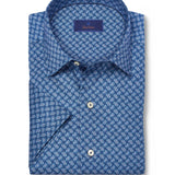 CSSM12216412 | Navy Neat Print Short Sleeve Shirt
