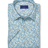 CSSM12401344 | Sage Floral Linen Blend Short Sleeve Shirt
