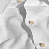 CSSM12505110 | White Paisley Linen Blend Short Sleeve Shirt