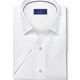 CSSM12505110 | White Paisley Linen Blend Short Sleeve Shirt