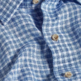 CSSM12827450 | Navy & Sky Linen Check Short Sleeve Shirt