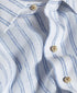 CSSM12953135 | White & Blue Linen Stripe Short Sleeve Shirt