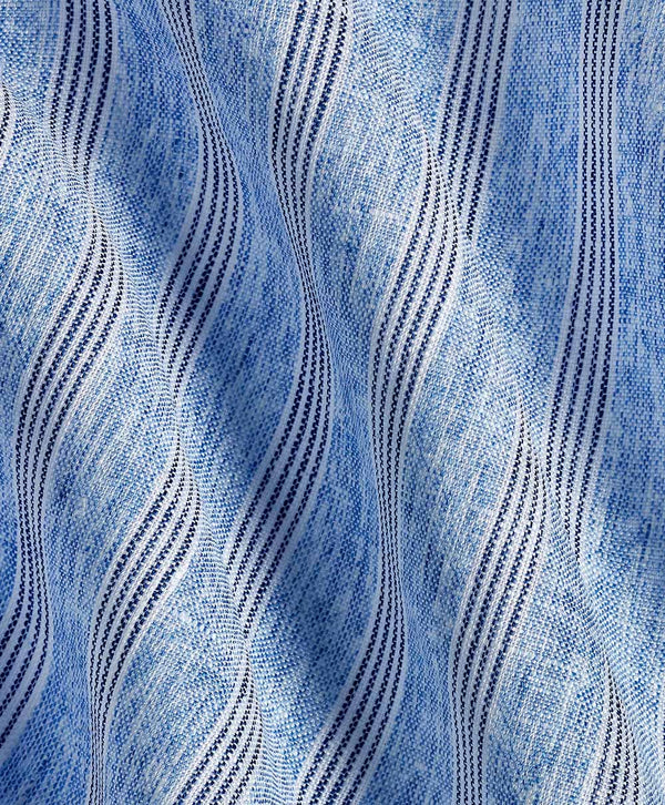 CSSM12956423 | Blue Linen Stripe Short Sleeve Shirt