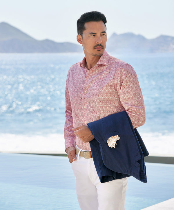 CMSW12503160 | Red Micro Paisley Sport Shirt