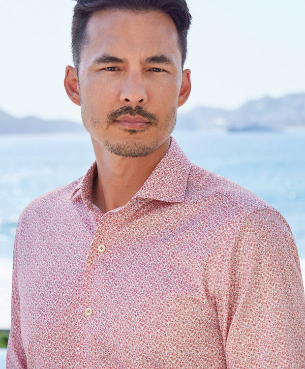 CMSW12503160 | Red Micro Paisley Sport Shirt