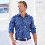 CMSW12504412 | Navy Paisley Print Sport Shirt
