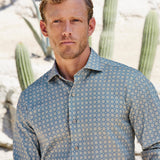CMSW12603478 | Blue & Dune Geometric Print Sport Shirt