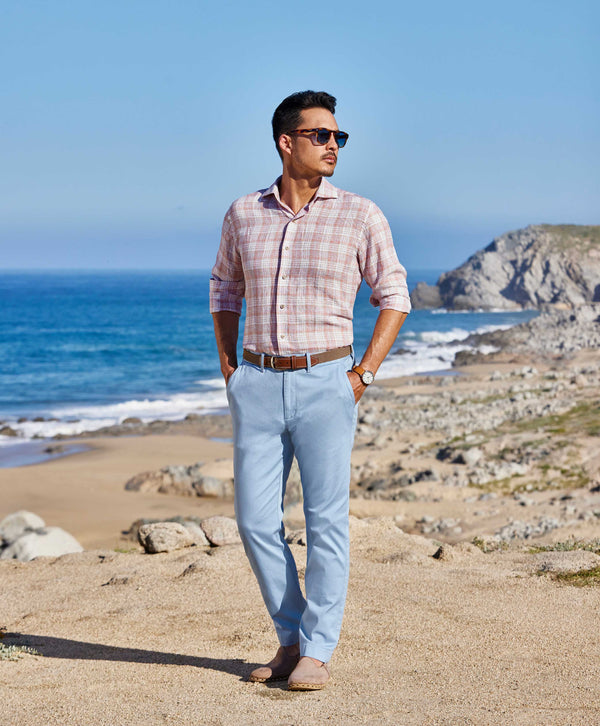 CMSW12828699 | Red & Multi Linen Check Sport Shirt