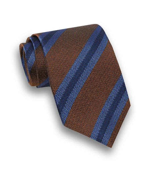 NTR07995212 | Chocolate & Blue Melange Stripe Tie