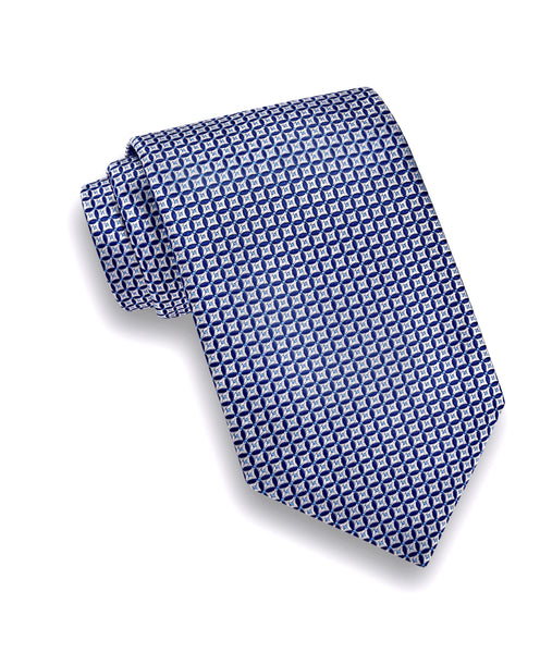 NTR08096407 | Navy & White Textured Diamond Tie