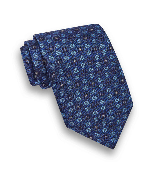 NTR09699412 | Navy Geometric Jacquard Tie