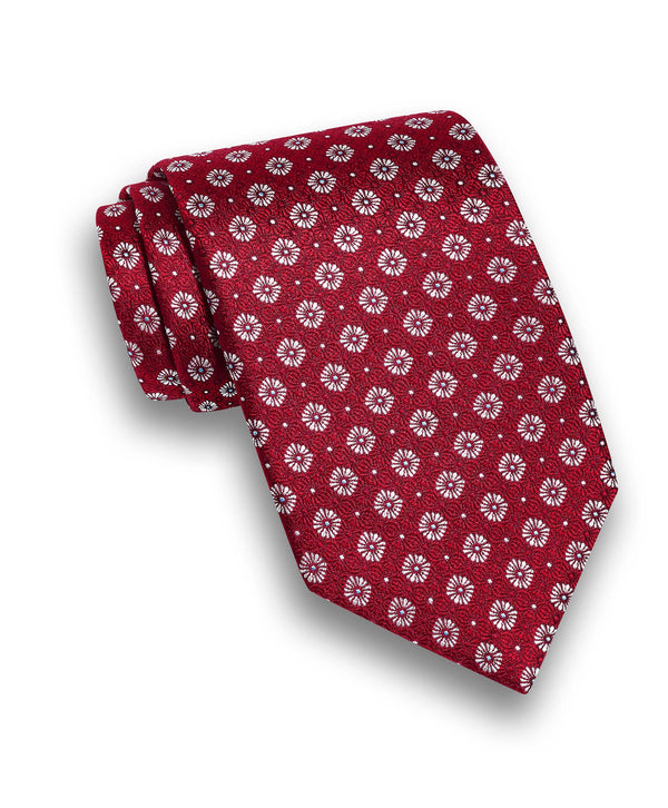 NTR11687600 | Red Jacquard Geometric Silk Tie