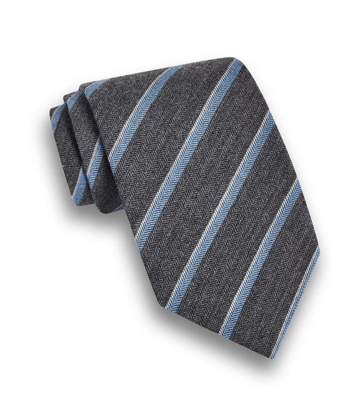 NTR11994020 | Gray & Sky Stripe Cashmere Tie