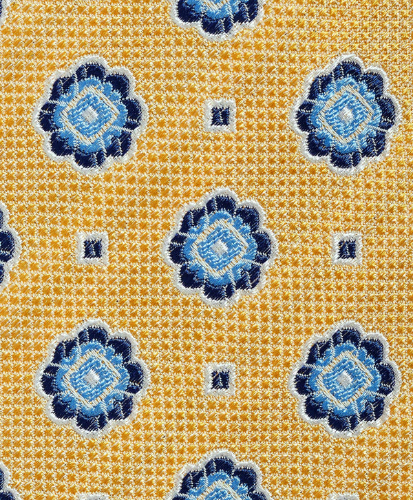 NTR12698744 | Yellow Geometric Jacquard Silk Blend Tie