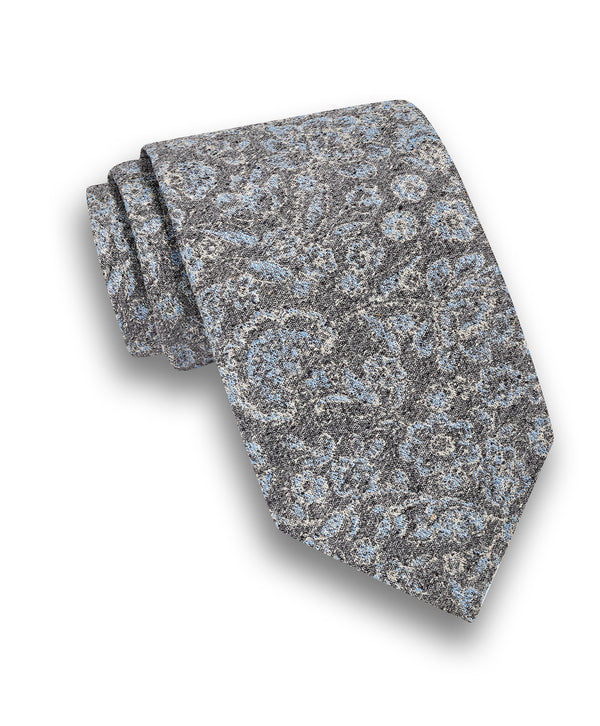 NTR13499010 | Charcoal Floral Silk Bourette Tie