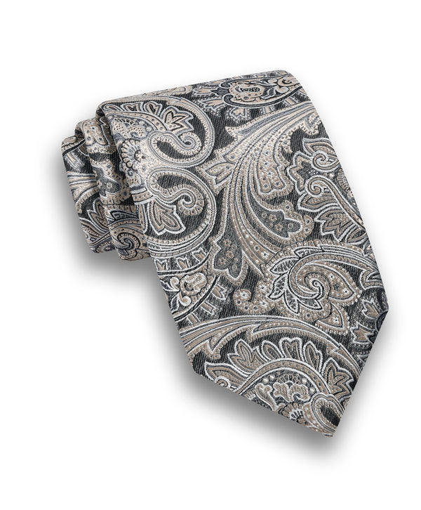 NTR13596010 | Charcoal Paisley Jacquard Silk Tie