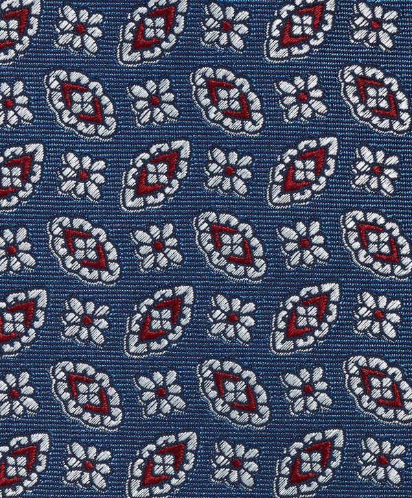 NTR13696423 | Blue Geometric Jacquard Silk Blend Tie