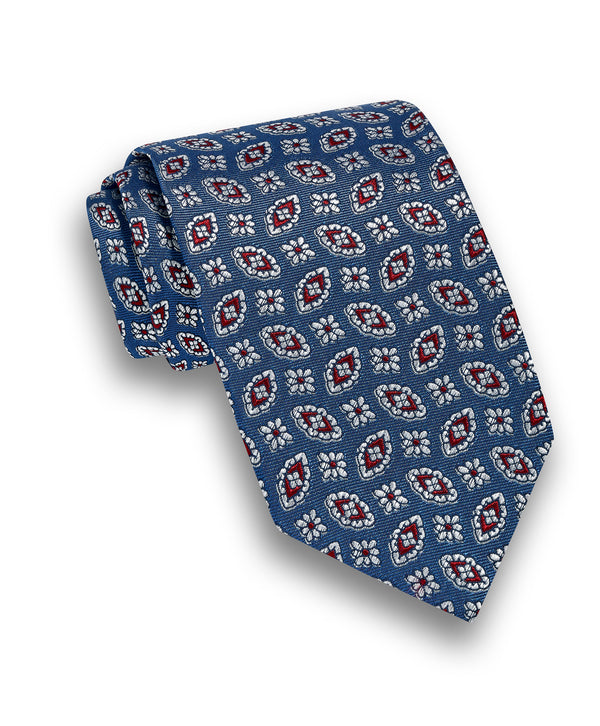 NTR13696423 | Blue Geometric Jacquard Silk Blend Tie