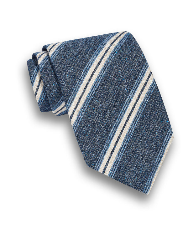 NTR13996476 | Denim Stripe Silk Bourette Tie