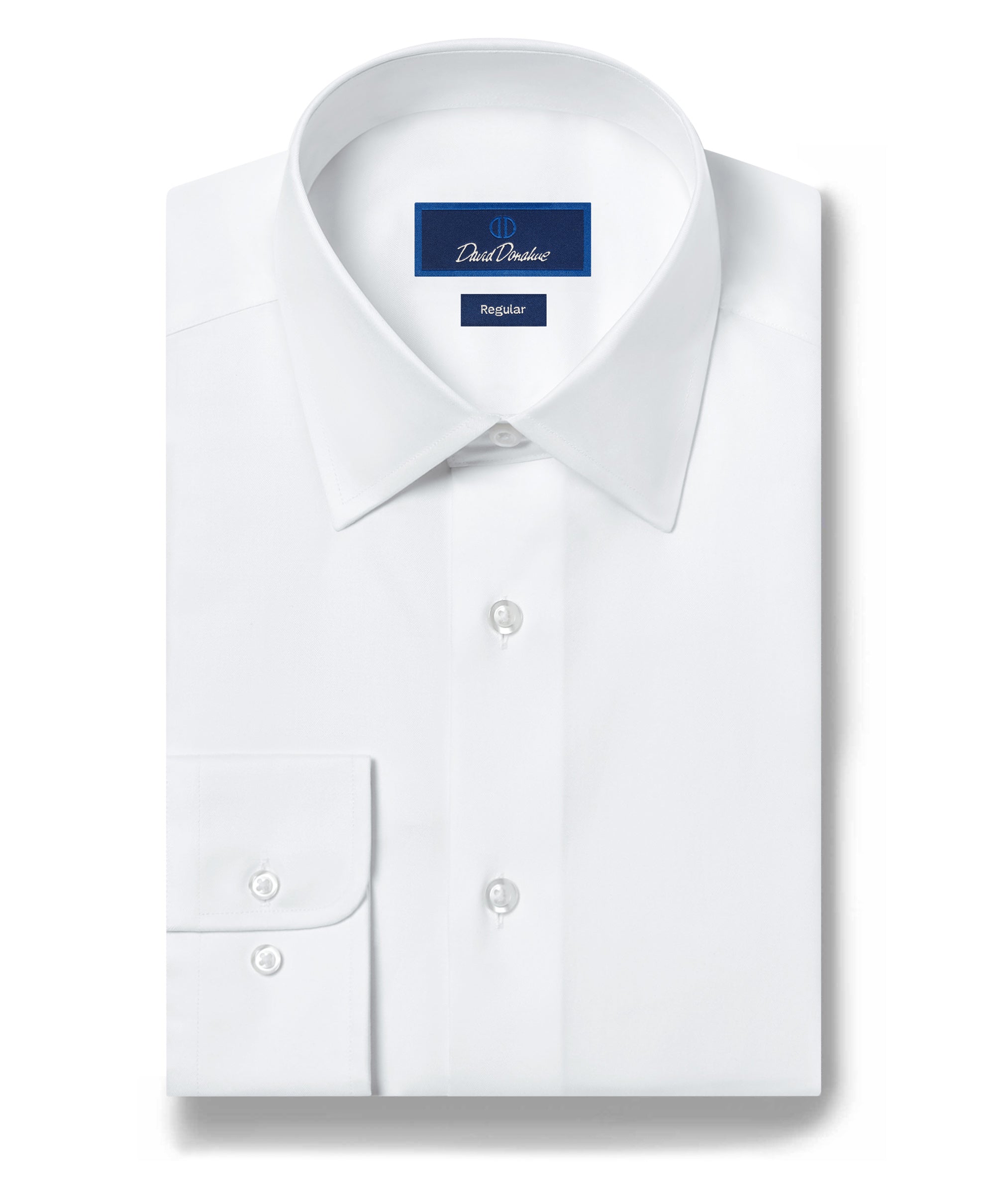 David Donahue Men's Regular Fit Twill Dress Shirt