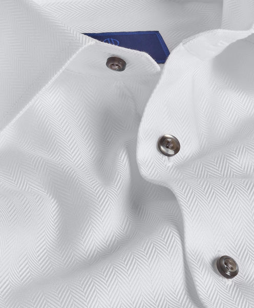 RBSP07100110 | White Herringbone Dress Shirt