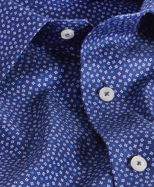 RBSP07217412 | Navy Tossed Foulard Print Dress Shirt