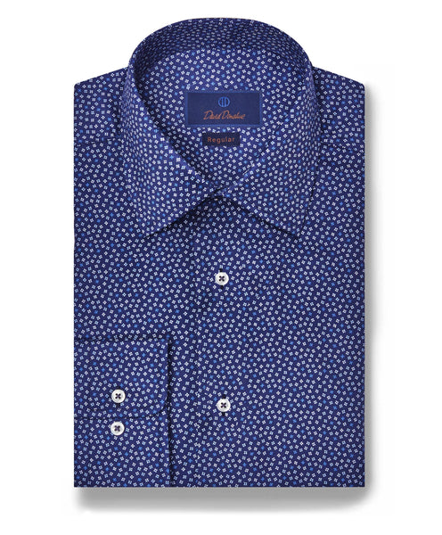 RBSP07217412 | Navy Tossed Foulard Print Dress Shirt